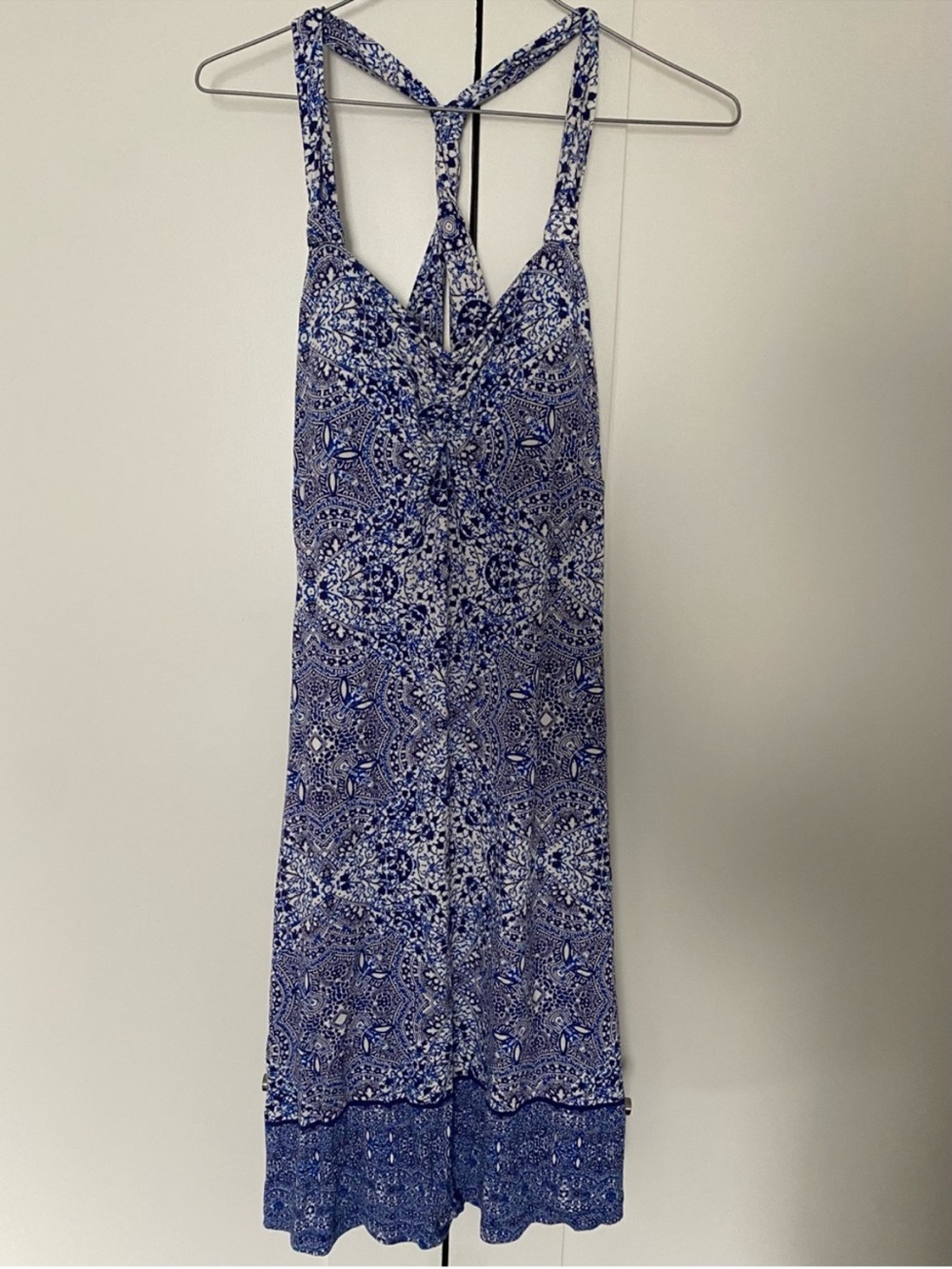 Dakini Midi Dress Small Paisley Blue & White